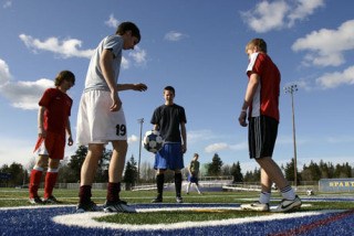 Dozens of soccer hopefulls turned out Tuesday for team tryouts at Bainbridge High School.  Ther teams first home game is March 14 against Central Kitsap.