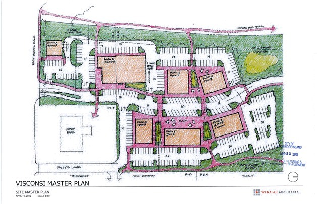 A draft master plan of the proposed shopping center shows the location for a drug store will be near the entrance of the new development