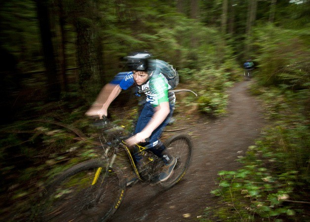 Gear Grinder Sebastian “Seabass” Belkin rides through a practice session last week. “He is probably our fastest middle school rider