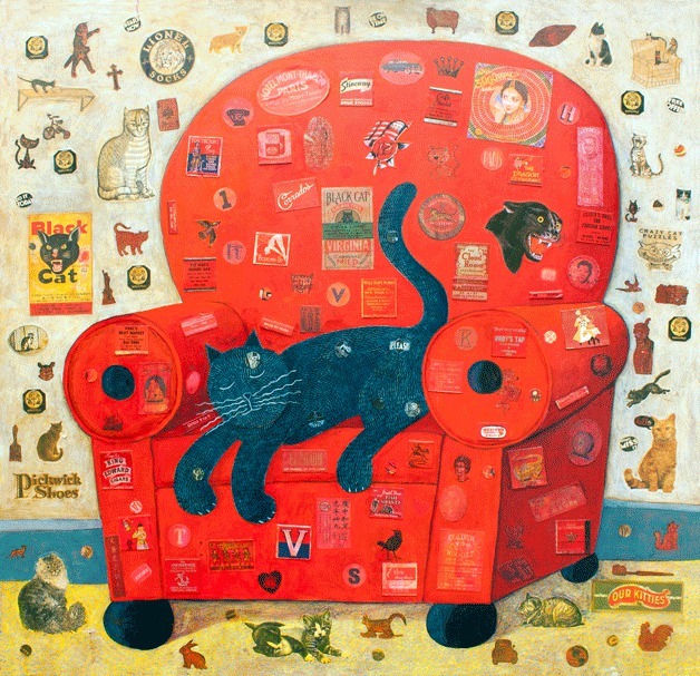 'Cat on a Red Chair