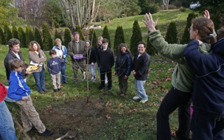 Members and friends of Chavurat Shir Hayam at the peace tree planting.