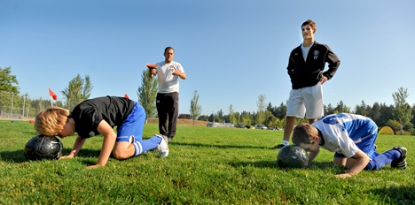 Pumas soccer players ran local youth through the paces during the Pumas Soccer Training Camps last week.