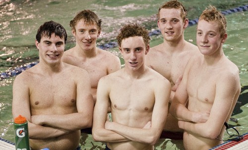 Willie Wenzlau/For the Review Five Bainbridge High members of the swim and dive are the leaders one of the top three teams in the state: L-R: Spencer Alphaugh