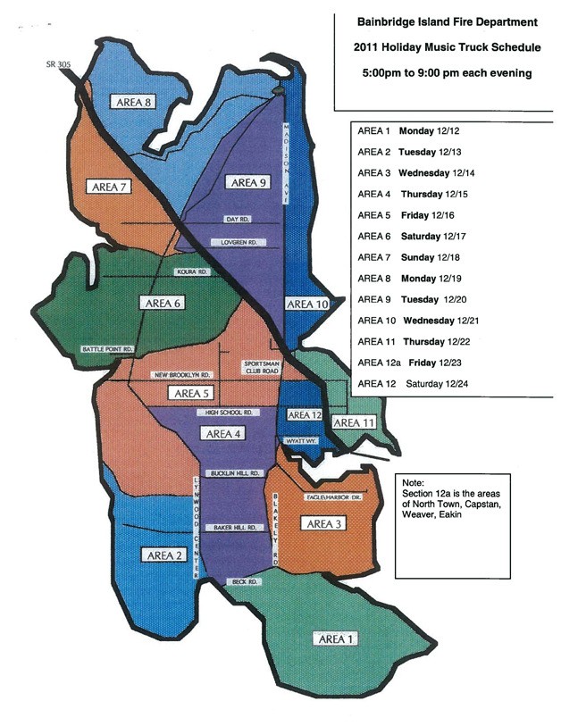 2011 Holiday Music Truck Schedule