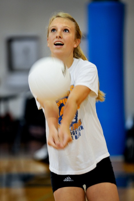 BHS senior Camille Moore lines up a return shot during practice last week.