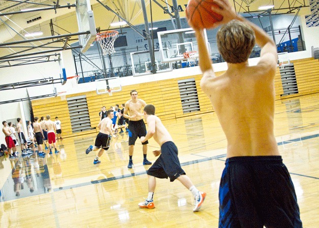 Returning and aspiring members of the BHS boys basketball team worked their way through three days on intense try-outs starting Monday