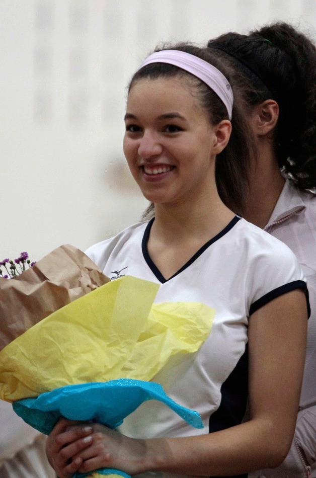 Bainbridge volleyball player Adrienne Fountain is honored during Senior Night.