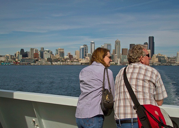 Aboard the Bainbridge Island-Seattle ferry.