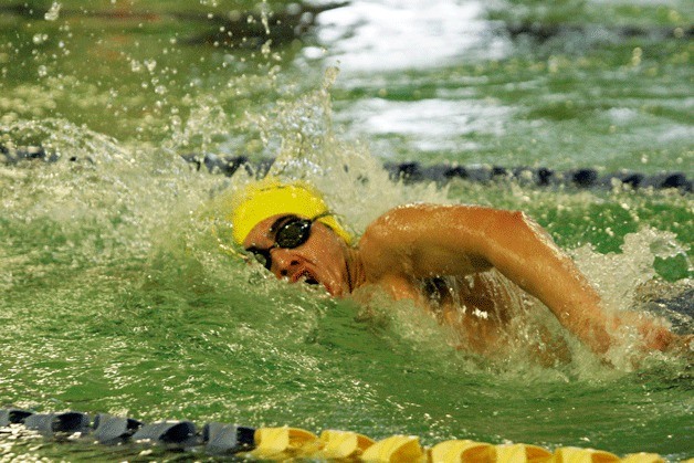 David Jenkins swims in the 100-yard freestyle for Bainbridge. He finished in 54.53.