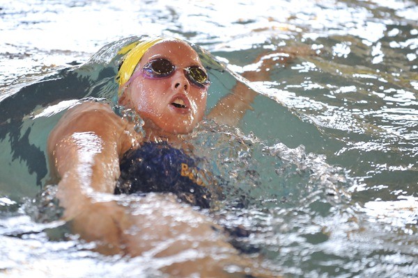 Bainbridge’s Erin Williams competes in the 200 individual medley Tuesday at Bainbridge. Williams placed second with a time of 2:16.75.