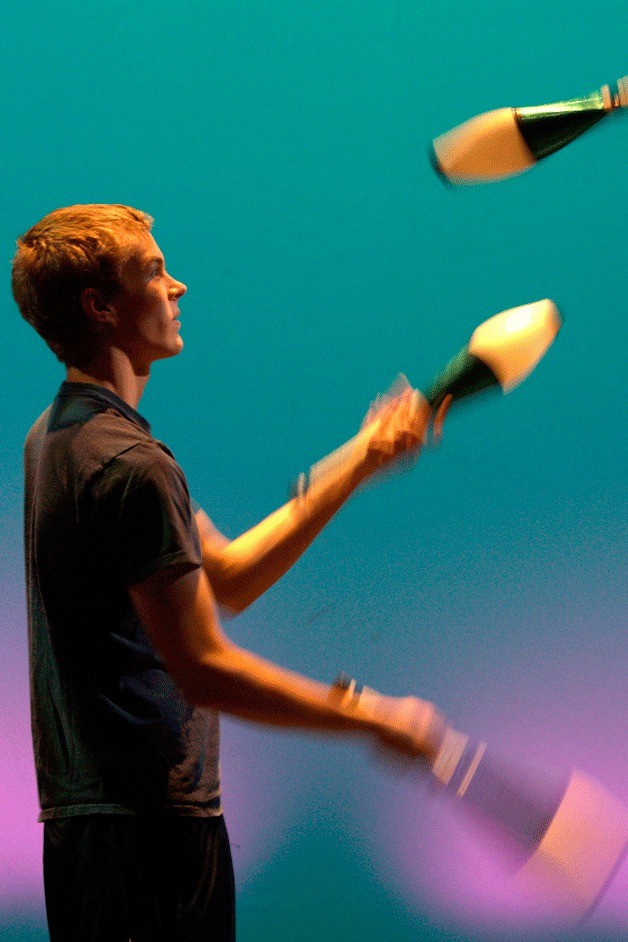 Join with fellow jugglers for a night of throwing things around at Bainbridge Performing Arts on Sunday