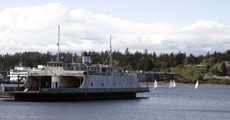 The ferry Olympic at its Eagle Harbor mooring.