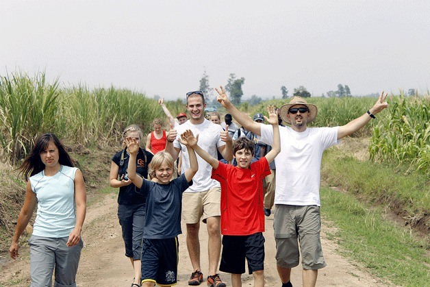 Brad Lewis (far right) with BHS students and his two sons Cole and Quin during a trip to Kenya last year. The group traveled to the country through Nehemiah International for a service learning project. Lewis acted as the trip adviser.