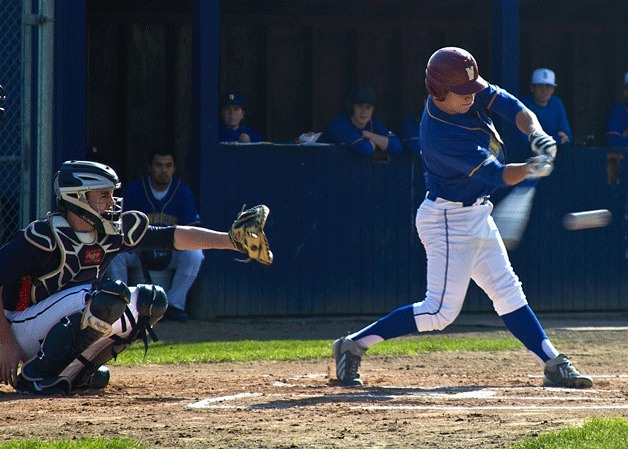 Ben Kussie at bat during the second of two Spartan victories over the Crusaders last week.