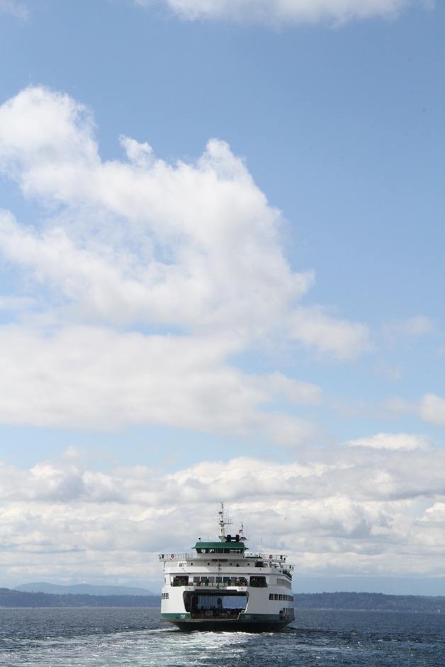 The Bainbridge ferry departs Colman Dock for the island.