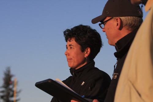 Bainbridge girls' lacrosse coach Tami Tommila (seen here with statistician/parent volunteer Mark Olson) is part of the 2010 class of the Washington State Lacrosse Hall of Fame.