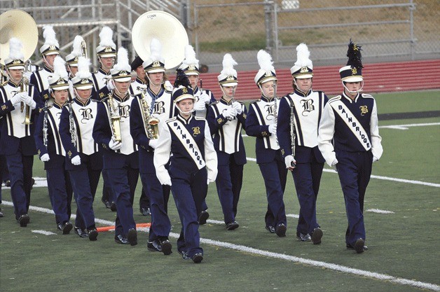 The Bainbridge High School Marching Band won first place at the recent Peninsula Marching Band Competition in Silverdale.