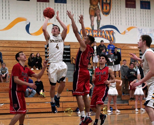 Spartan senior guard Blake Swanson led the team's scoring efforts in Tuesday's victory at home over visitors from Nathan Hale. Swanson ended the night with 17 points and BHS won 55-39.