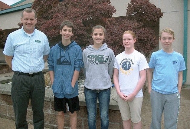 WMS principal Mike Florian with students of the month Jay Pabst