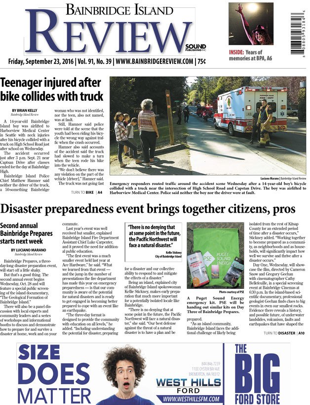 Front page of the Bainbridge Review for Sept. 23