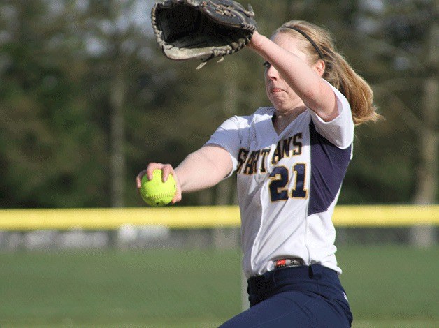 The Spartans’ Alison Reicher winds up during action against Franklin.