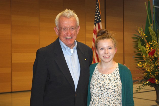 Ralph Munro stands with Kathryn Tibbens