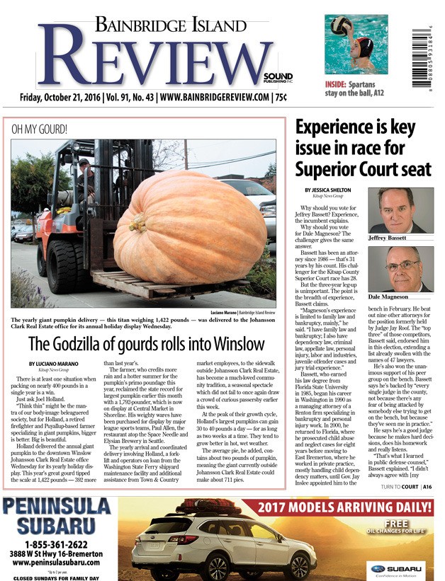 Front page of the Bainbridge Review for Oct. 21