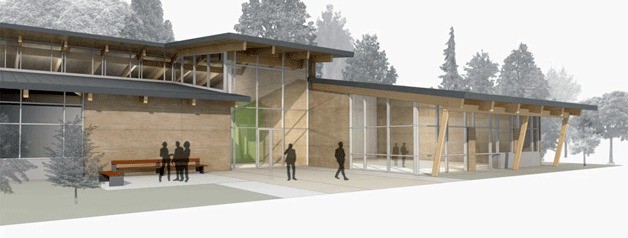 An artist's sketch of a new Bainbridge Island police building.