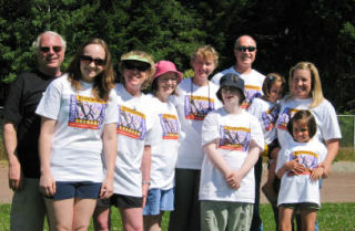 A portion of the Relay For Life Team “Wendy’s Walkers” gathers for a photo at Woodward Middle School. The 18-hour relay