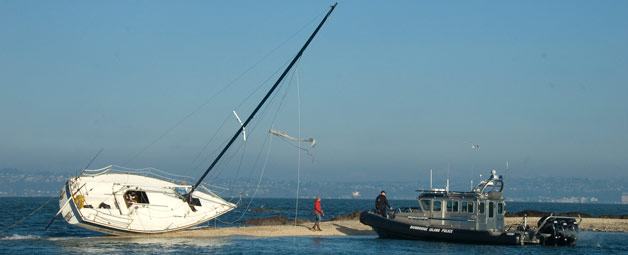 A sloop ran aground off Blakely Rock Jan. 17.