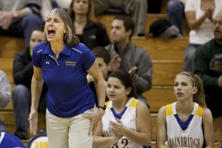 Bainbridge High School girls’ basketball coach Penny Gienger is in her 18th season.