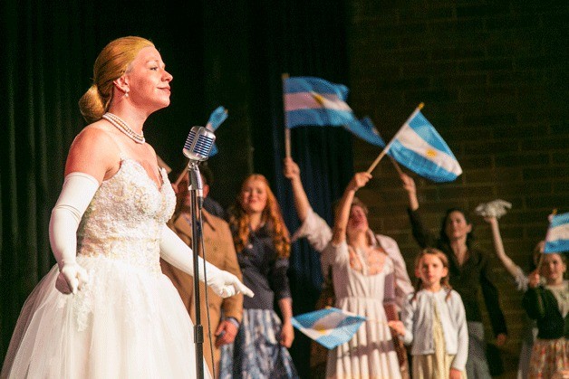 Michelle Lorenz Odell stars as Eva 'Evita' Peron in the famous balcony scene