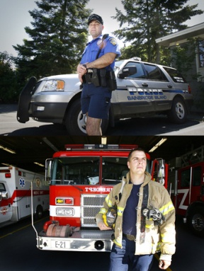 Police officer Dale Johnson (top) lives in Silverdale; firefigher Dag Liljequist is likely to have to look for a home off-island as well.