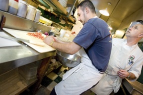 Under the eye of chef Jeff McClelland (right)