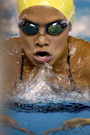 Kristine Valdez competes in the 200 individual medley. She placed fifth with a time of 2:26.40.