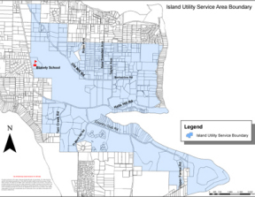 A map showing Island Utility Water System's service area.