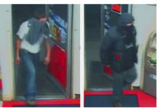 BIPD released these security camera images of two robbery suspects entering Bainbridge’s Fletcher Bay Mart on Sept. 26.