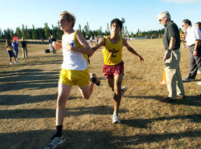 Max Suffis edges out  Josha Nathan of Lakeside at the finish line.