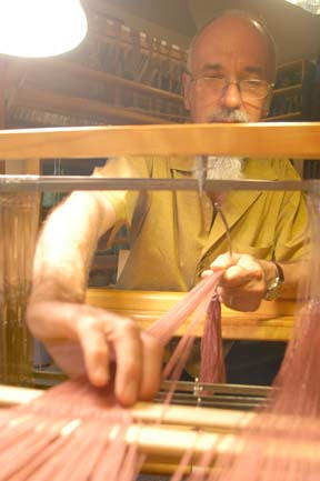 Weaver Jason Devinney in his studio.