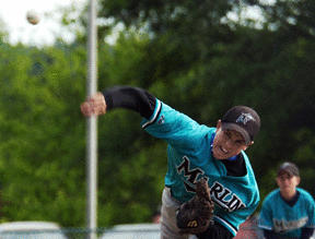 Michael Heald fires the ol’ heater toward the plate.