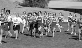 Members of the Bainbridge girls varsity team compete at the Olympic Jamboree at Gordon Field in Silverdale Wednesday.