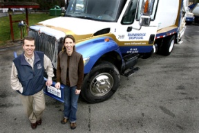 Dean and Heather Church helm Bainbridge Disposal. The company has 28 employees and 18 trucks in the fleet at its headquarters on Sportsman Club Road.