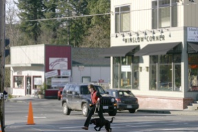 The newly refurbished Winslow Corner at Winslow Way/305 is flanked by a companion building soon to be renovated.