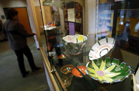 Bowls on display in the library