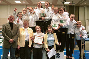 The BHS gymnastics team and district Superintendent Ken Crawford.