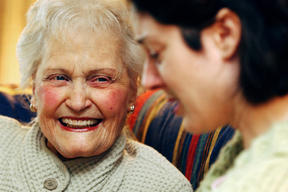 Virginia Wainwaring (left) and Elise Goodham during their weekly visit.