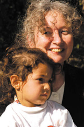 Kathy Kelly and an Iraqi girl earlier this year.