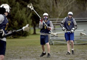 The Bainbridge lacrosse team practices at Battle Point Park Wednesday.