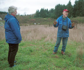 Lee Cross (left) and Dwight Sutton discuss the possibilities on the Morales farm at 305 and Lovgreen Road.