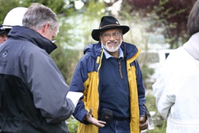 Island plant pathologist Olaf Ribeiro (center) is interviewed by Today show correspondent Bob Dotson (left) earlier this month at the island’s historical museum.